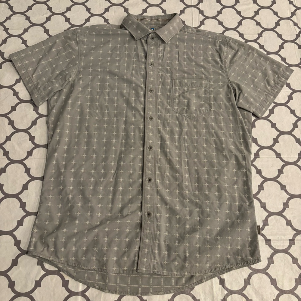 KUHL Intrepid Metal Button Short Sleeve Up Shirt Men’s Large Hiking Outdoors